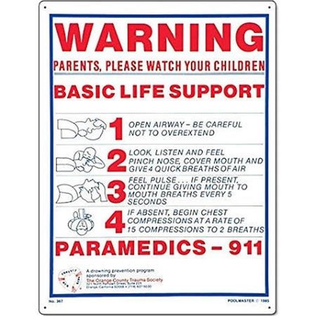 POOLMASTER Poolmaster PM40367 Basic Life Support Sign for Residential or Commercial Pools, PM40367 PM40367